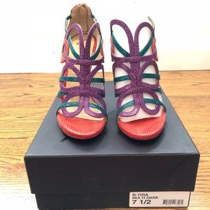 B Brian Atwood Tira Multicolored Heeled Sandals